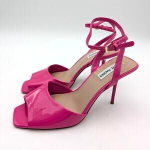 Steve Madden Leesha Patent Ankle Strap Sandals Women's Pink Size US9.5M EU40
